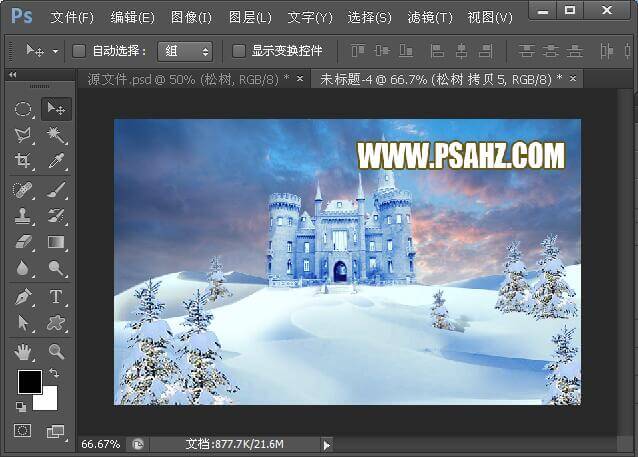 PS唯美合成实例：创意打造冰雪世界里的古城堡场景，雪中唯美城堡