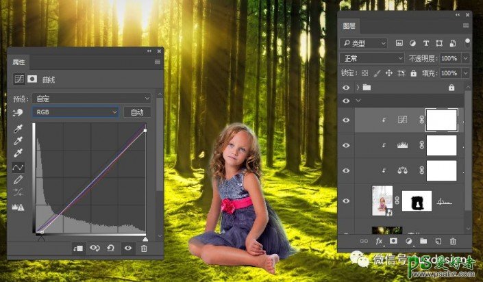 Photoshop奇幻合成实例：合成梦幻森林中的小精灵，女孩与虎同行