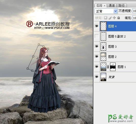 Photoshop人像合成教程：创意打造古代西方少女在海边阅读的场景