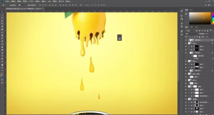 PS特效图片合成：打造油漆滴落效果的柠檬，自然色彩油漆柠檬。