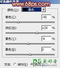 PS调色教程：给树林中的情侣婚片增加柔美的黄紫色