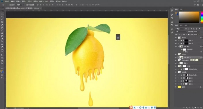 PS特效图片合成：打造油漆滴落效果的柠檬，自然色彩油漆柠檬。