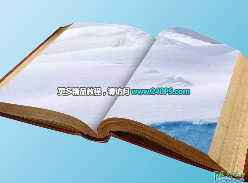 学习用photoshop在书本上合成出欢快的滑雪场游玩的场景，冲雪场