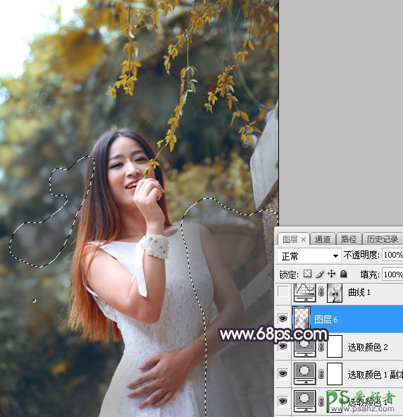 Photoshop给身材丰满的性感少妇外景照片调出温馨的暖色调