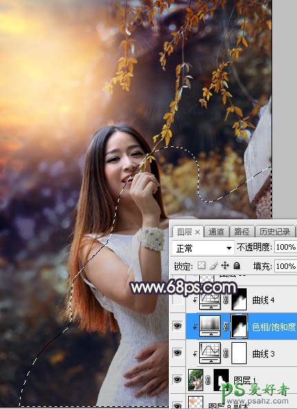 Photoshop给身材丰满的性感少妇外景照片调出温馨的暖色调