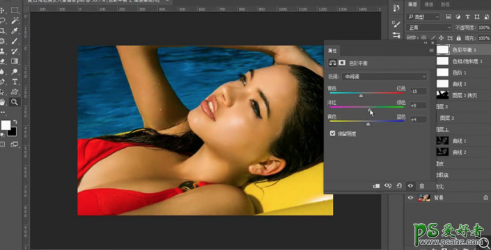 PS人像调色教程：给性感的泳装美女人像调出古铜色皮肤效果。