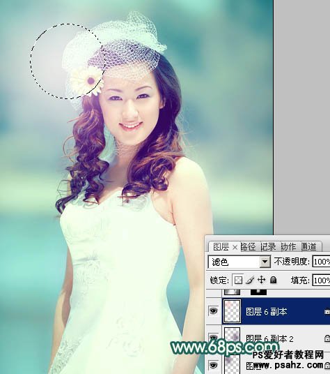 PS调色教程：给性感的婚纱美女艺术照调出添爽的淡青色