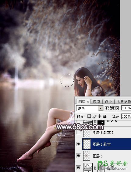 PS美女图片调色：给湖边自拍的玉腿美足清纯少女写真照调出梦幻色