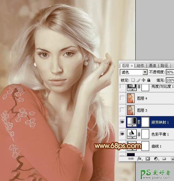 photoshop调出高雅纯美的欧美性感美女写真照