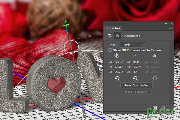 利用PHOTOSHOP 3D工具设计细腻的浮雕花纹立体字-花纹艺术字体