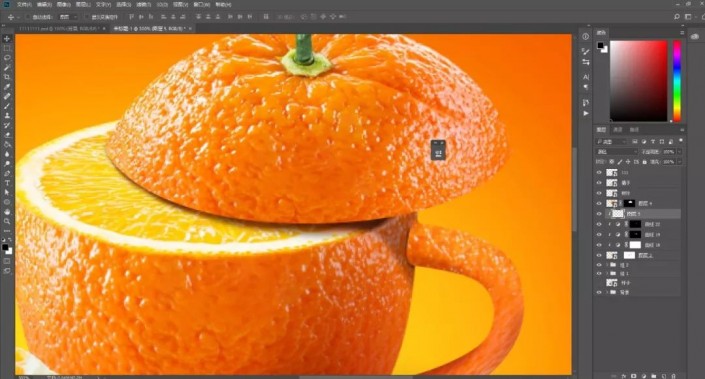 PS合成实例教程：创意打造一款橙子杯子个性图片。