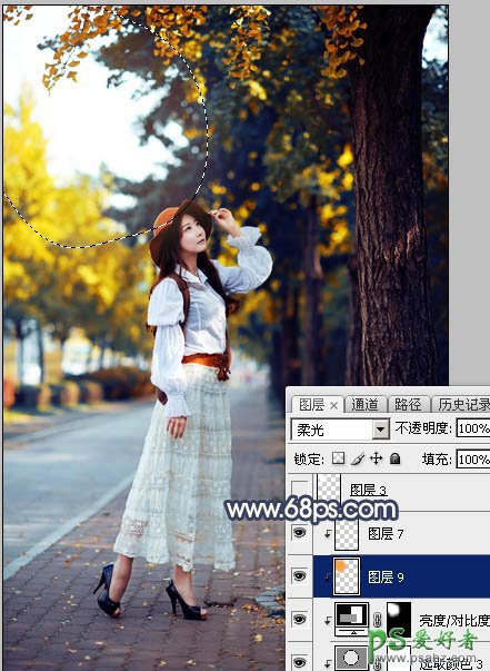 Photoshop给外景自拍的性感女性生活照调出夕阳下唯美意境的色彩