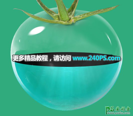 PS照片合成：把美丽的海岛风景照片与透明的玻璃西红柿合成到一起