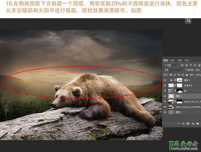 Photoshop人像合成教程：创意合成一幅可爱的婴儿趴在熊背上的场