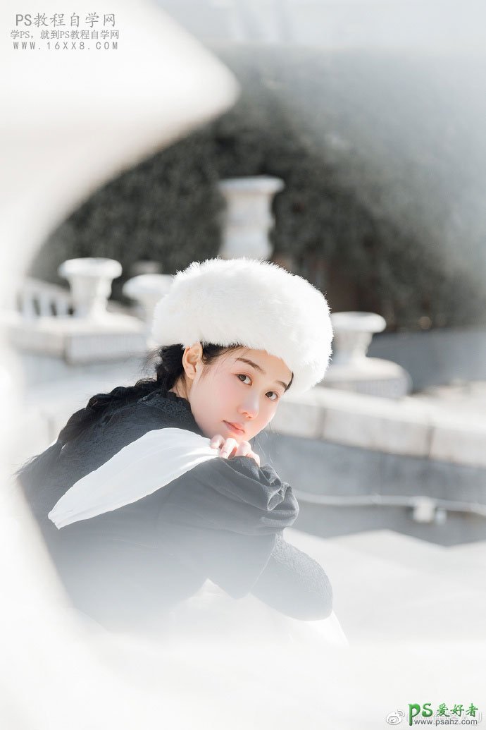 Photoshop调出冬季唯美色彩女生写真照，干净纯美的冬日少女写真