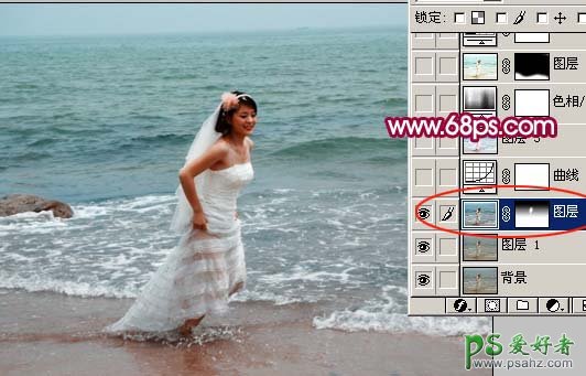 photoshop给海景美女婚片调出个性鲜艳色彩
