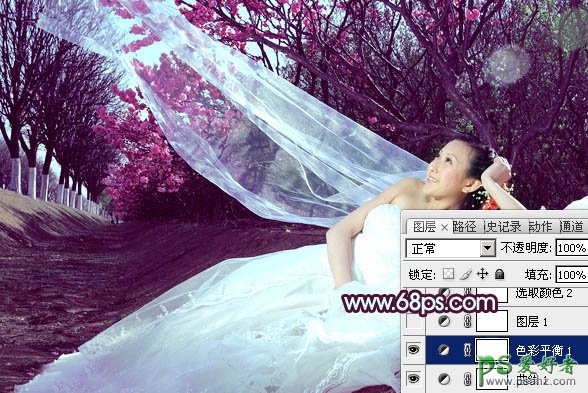 photoshop调出暗调柔美少女外景个性婚片