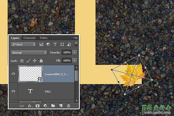 PS个性贴图文字制作教程：设计一例非常有趣的秋季树叶拼贴字体