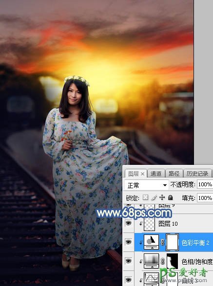 Photoshop给外景拍摄的碎花裙大众脸美少妇写真照调出浪漫温馨的