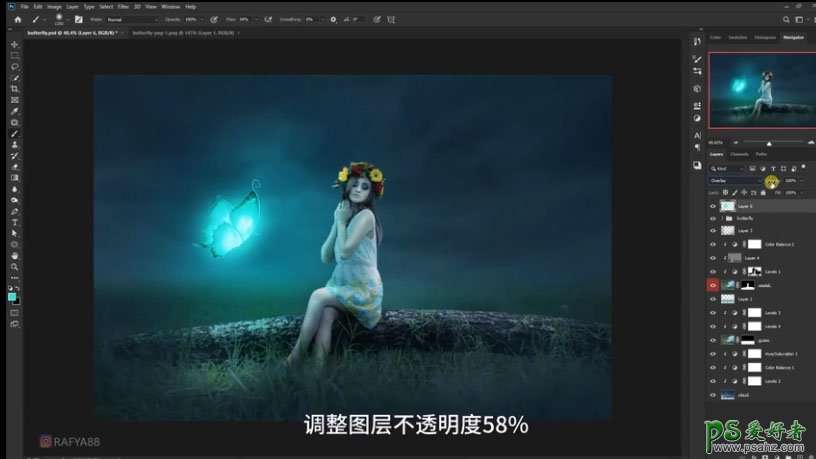 photoshop合成少女仙子意境写真照，梦幻仙境场景的精灵少女