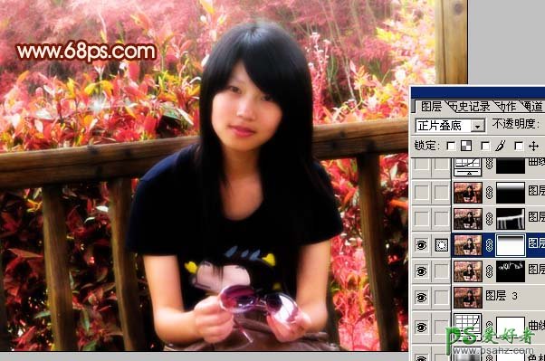 photoshop给漂亮清纯的女学生调出暖暖的洋红色