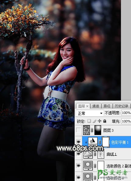 Photoshop给性感漂亮的女生外景照片调出唯美的逆光效果，秋季暖