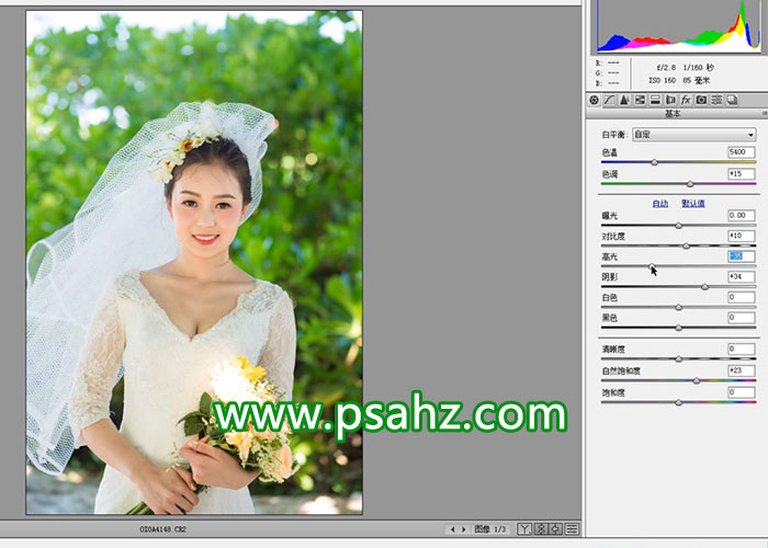 PS美女图片调色教程：给外景小清新美女婚纱照调出干净清爽的风格