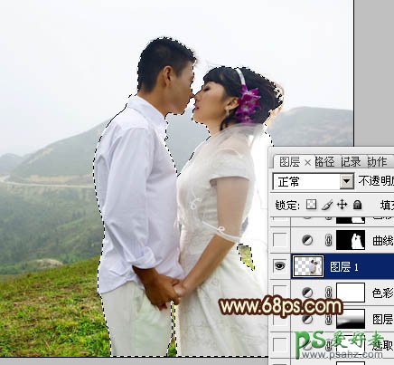 PS调色教程：给一对接吻中的情侣婚片调出落日霞光色