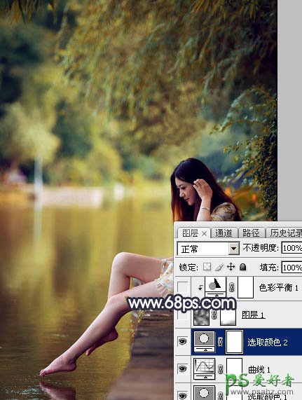 Photoshop给修长美腿女生外景写真照调出艳丽的秋季暖色效果