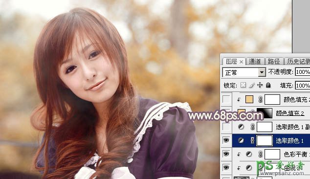 Photoshop给外景漂亮女生照片 女生摄影写真照调出唯美的中性色彩