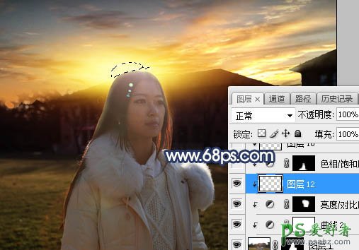 Photoshop给昏暗光线中拍摄的女生外景照调出逼真的晨曦色彩