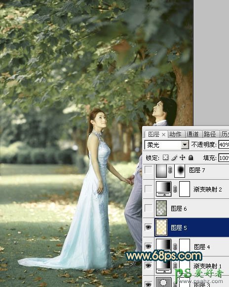 photoshop调出柔美的暖色效果婚片男女艺术照