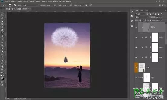 PS梦幻合成教程：学习把蒲公英与热气球完美结合，打造超现实场景
