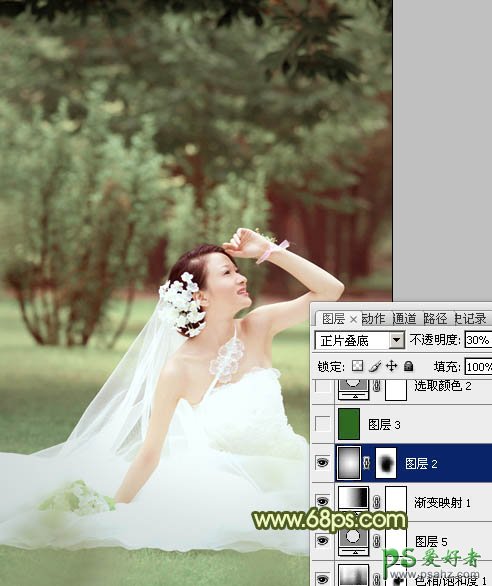 photoshop调出甜美阳光色外景美女婚纱写真照