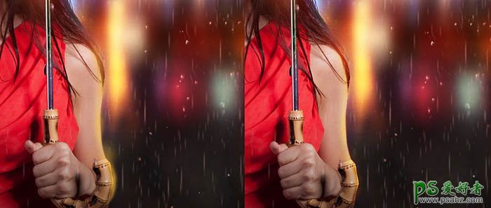 PS美女图片合成教程：打造璀璨雨夜中独自行走的少女，雨中漫步