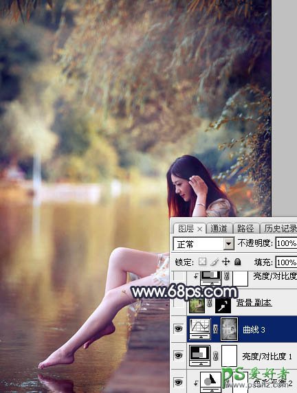 Photoshop给修长美腿女生外景写真照调出艳丽的秋季暖色效果