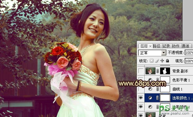 photoshop调出流行色彩美女外景婚纱艺术照教程