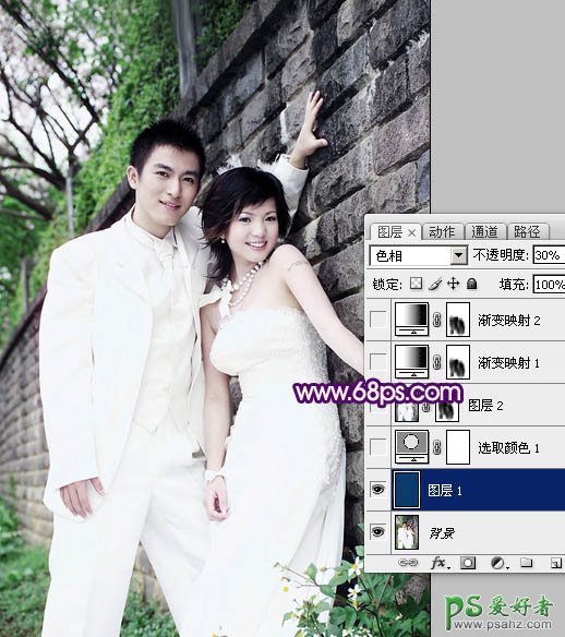 photoshop调出古典风格时尚情侣婚纱艺术照