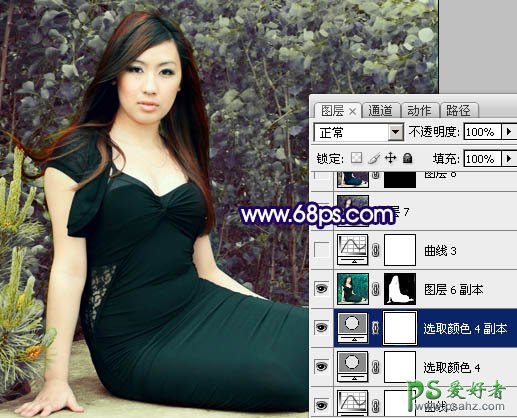 photoshop给丰韵的美少妇调出高雅的蓝调风格