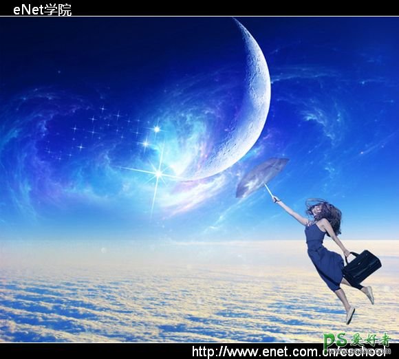 photoshop创意合成太空中飞翔的神奇天使少女