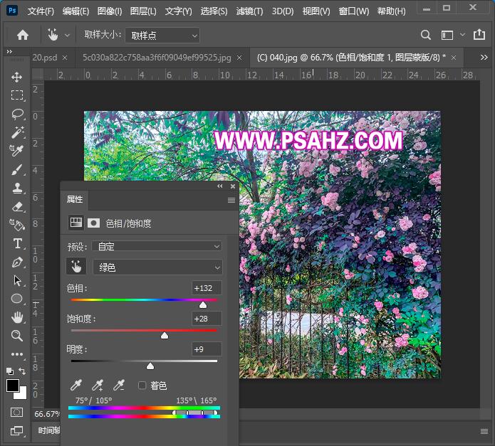 PS调色教程：给夏日里漂亮的花卉素材图调出浪漫的紫色。