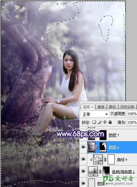 Photoshop给绿荫中自拍的可爱萌女艺术写真集调出甜美清新的色彩