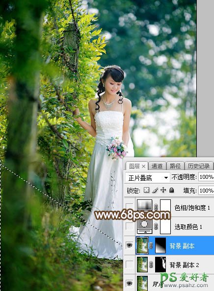 PS婚片调色教程：给灿烂阳光少女婚纱照调出甜美的中性暖色调