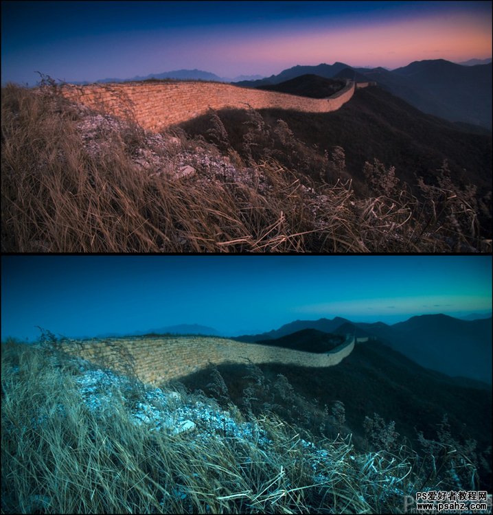 用PS给长城风景照调出质感的艺术色调