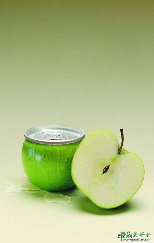 PS合成教程：利用真实的苹果素材合成易拉罐饮料