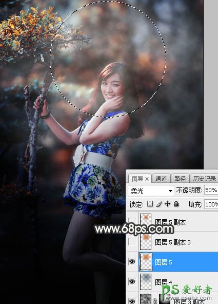 Photoshop给性感漂亮的女生外景照片调出唯美的逆光效果，秋季暖