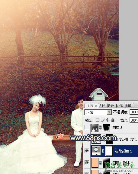 photoshop调出漂亮的公园情侣婚片艺术写真照