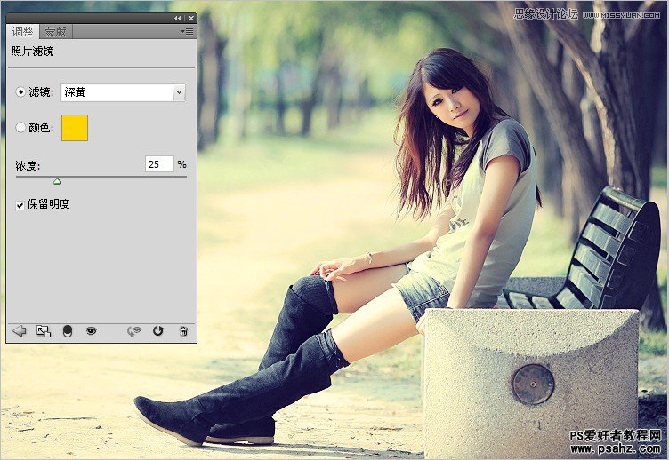 PS调色教程：调出公园美女清晰锐化效果教程实例