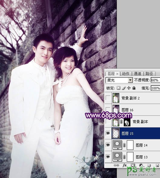 photoshop调出古典风格时尚情侣婚纱艺术照