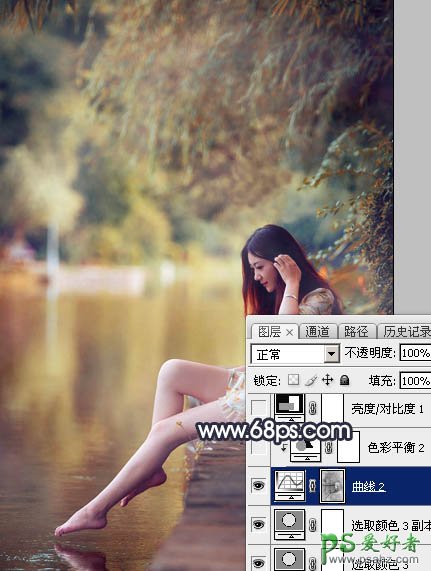 Photoshop给修长美腿女生外景写真照调出艳丽的秋季暖色效果